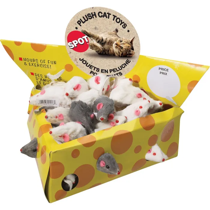 Plush Mice Cheese Box 2" 60 Pc
