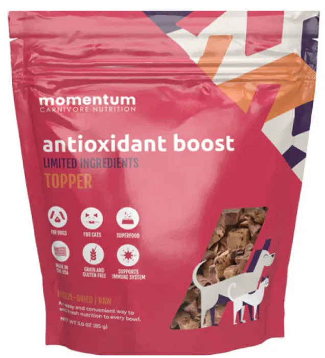 Momentum 3 Oz Dog Cat Topper Antioxidant Freeze Dried Gf Ea