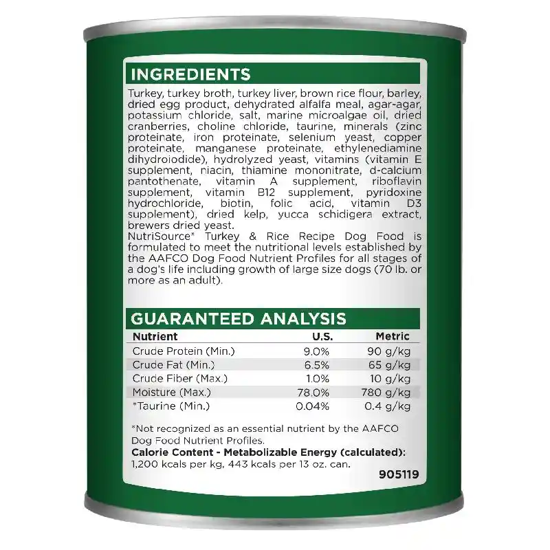 Nutrisource Dog Turkey & Rice 12.3oz