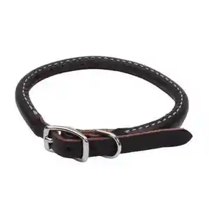 Oak Tanned Leather Spiked Dog Collar Black - Med 5/8"x14"