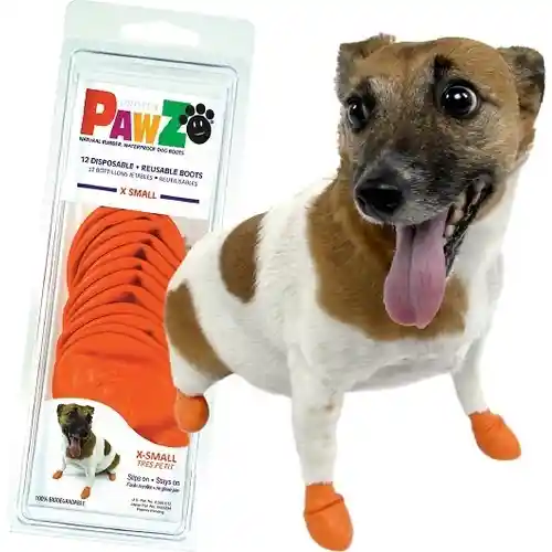 Waterproof Dog Boots, Orange, 12 Count X-small