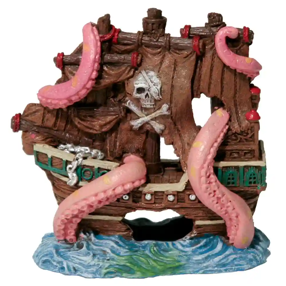 Resin Ornament Octopus Shipwreck 4"