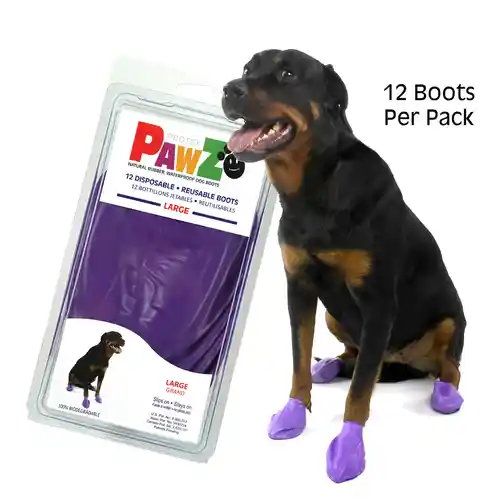 Waterproof Dog Boots, Purple, 12 Count Large