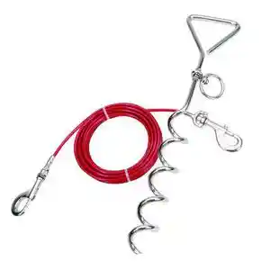 Costal Titan Dog Cable Tie Out Combos Red 15' 80#