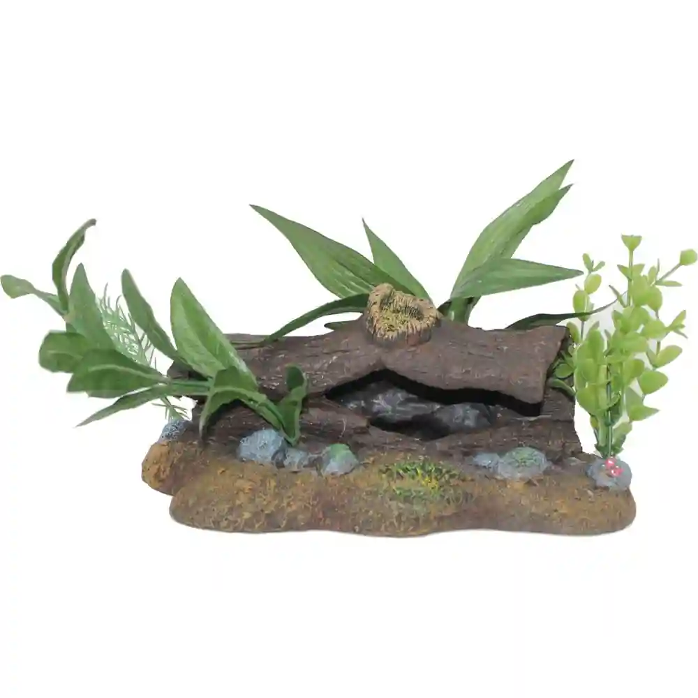 Log Cavern With Plants