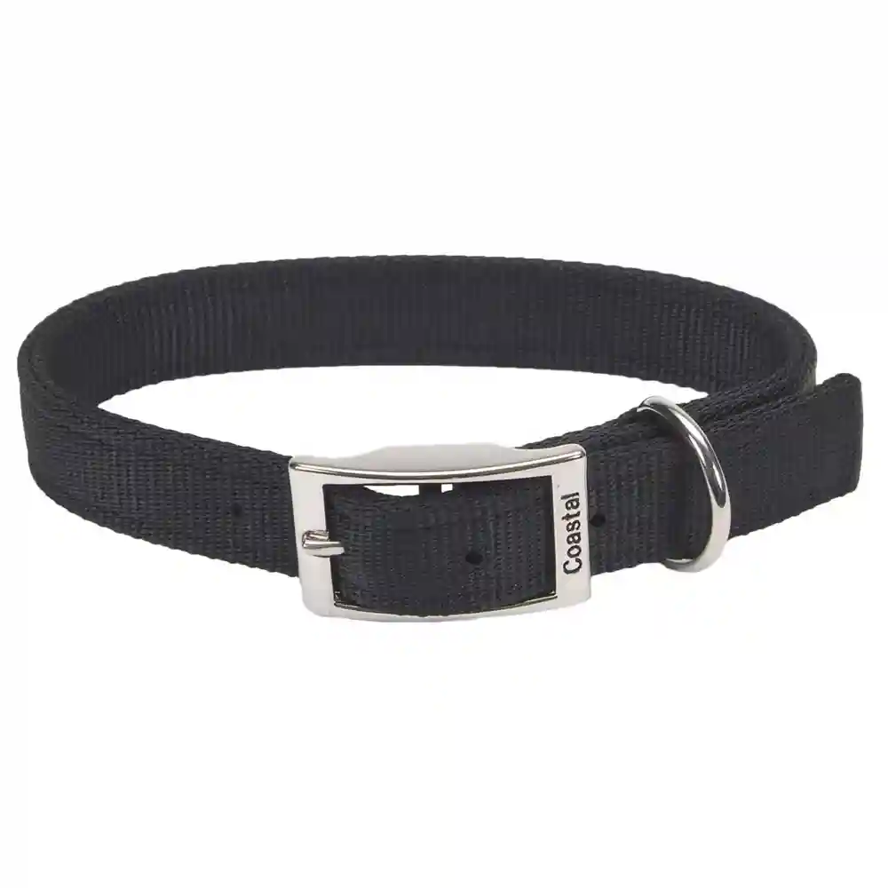 Double Ply Dog Collar - Black Lrg 1" X 26"