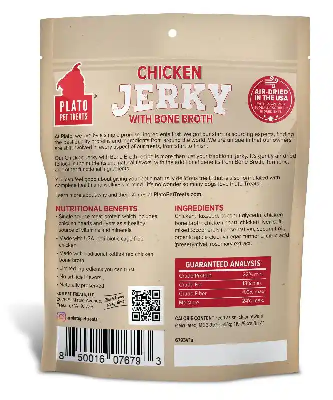 Plato Dog Jerky GF Chicken Goat Milk 16oz