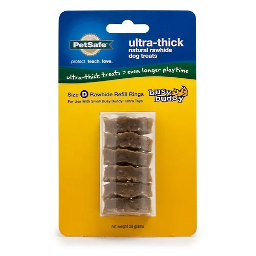 Busy Buddy Ultra-thick Nat Rawhide Dog Treats, Sm