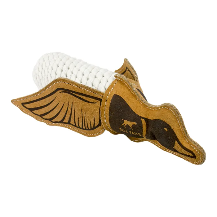 Tall Tails 15 In Nat Leather & Rope Quacker Toy Ea