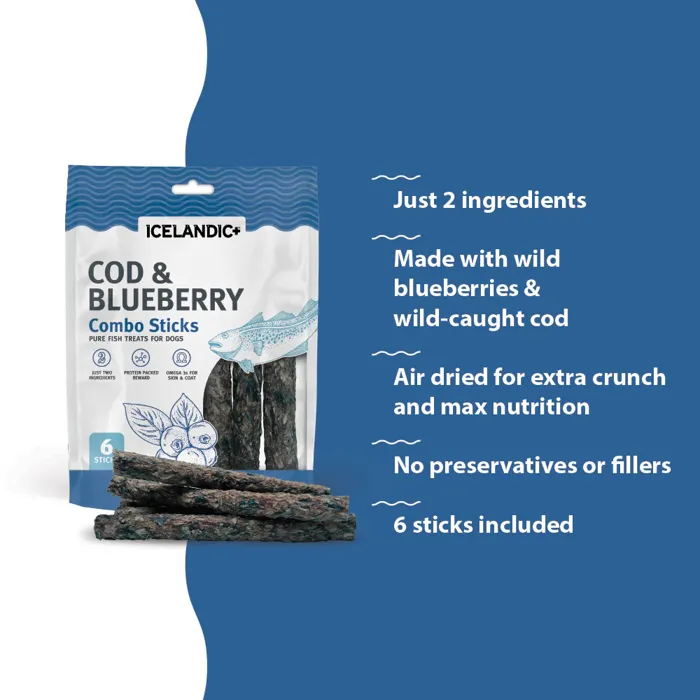 Cod/blueberry Combo Stick Dog Ift-00254 Icelandic 48/cs