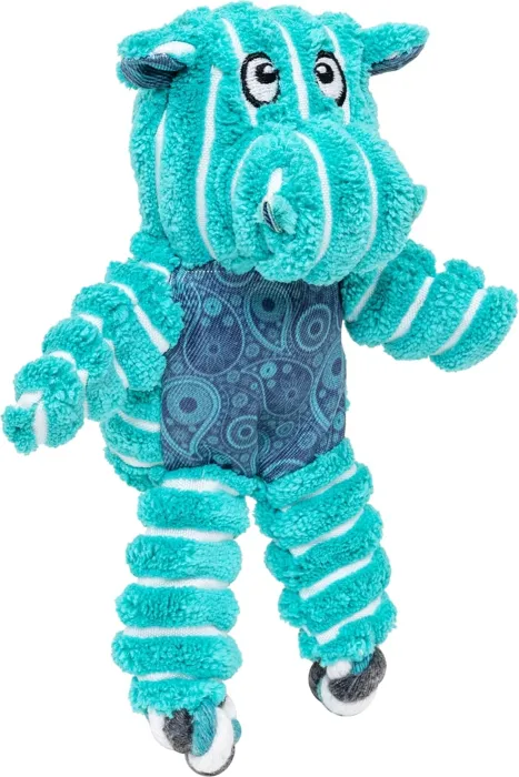 KONG Floppy Knots Hippo X-Small teal three-quarter view