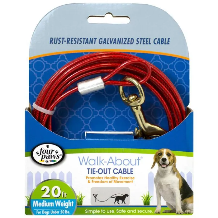 Fp Walk-about Cable Tieout 50lbs 20' Med Red