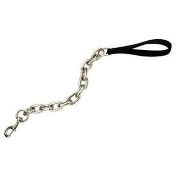 Chain Dog Leash With Nyl Hand- Black 4.0 Mm X 4'