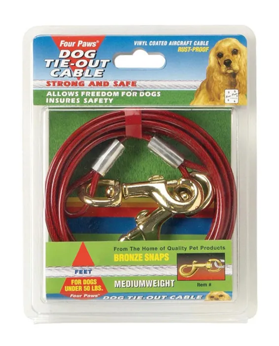Four Paws Walk-about Med Wt Tie-out Cable 30'