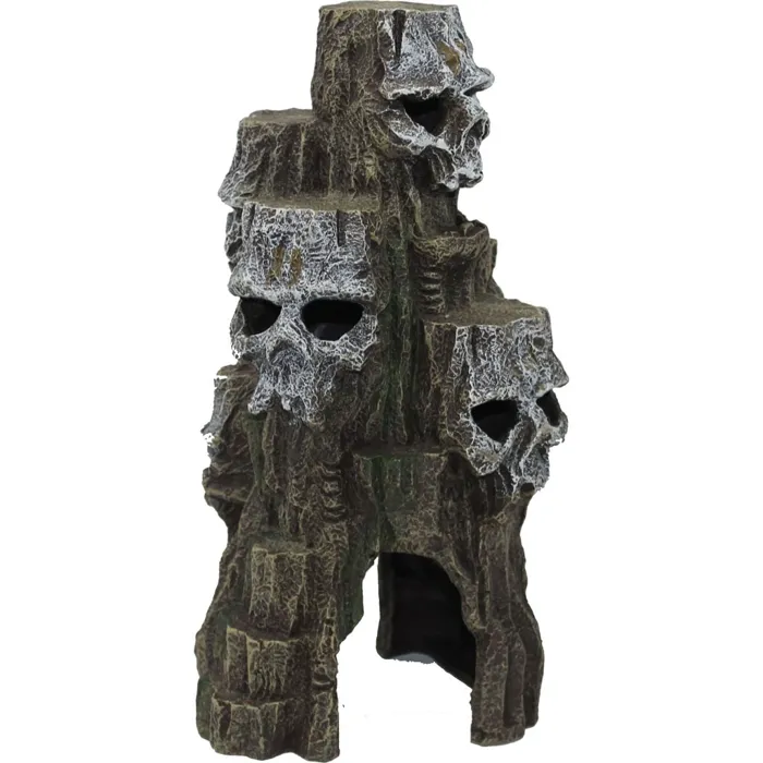 Resin Ornament Skull Mountain Tall Grey
