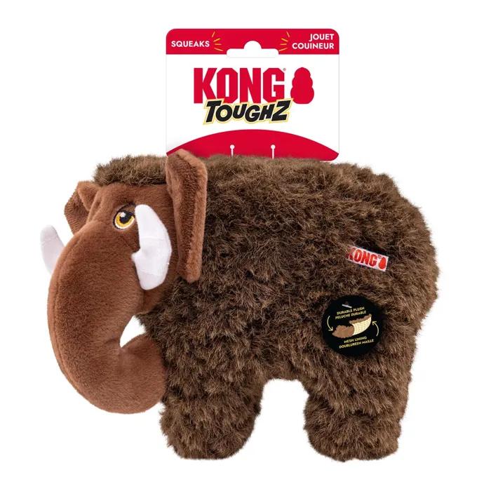 KONG Toughz Mammoth brown medium plush dog toy with packaging