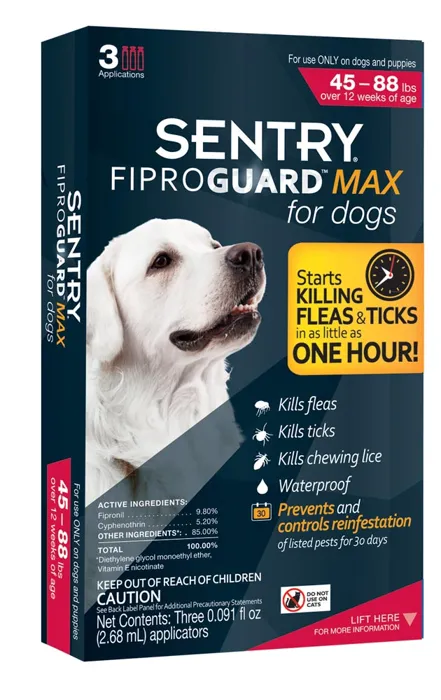 Sentry Fiproguard Max For Dogs 3 Month 45-88 Lbs