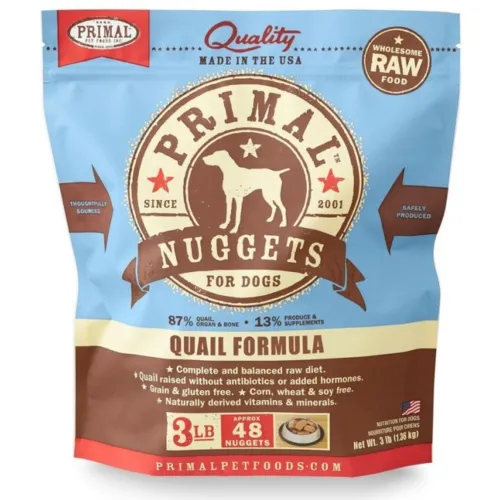 Prml Frz Raw Quail Nugg 3# Dog