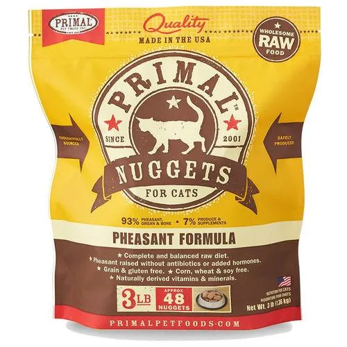 Raw Frozen Feline Pheasant Nuggets Cat Food 3-lb
