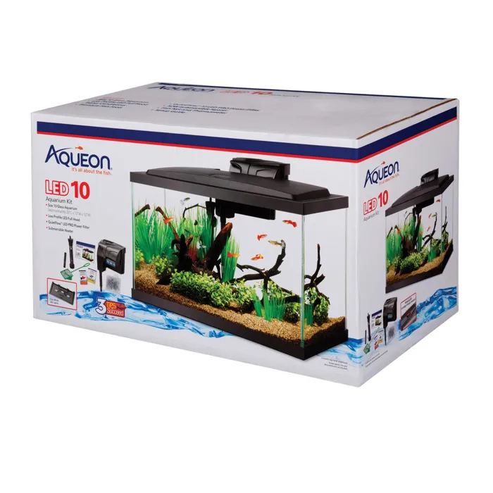 10 GA. AQUEON LED BLACK AQUARIUM KIT