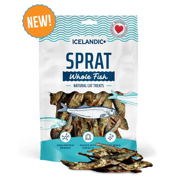 Icelandic+ Sprat Whole Fish cat treats, 0.85-ounce front bag