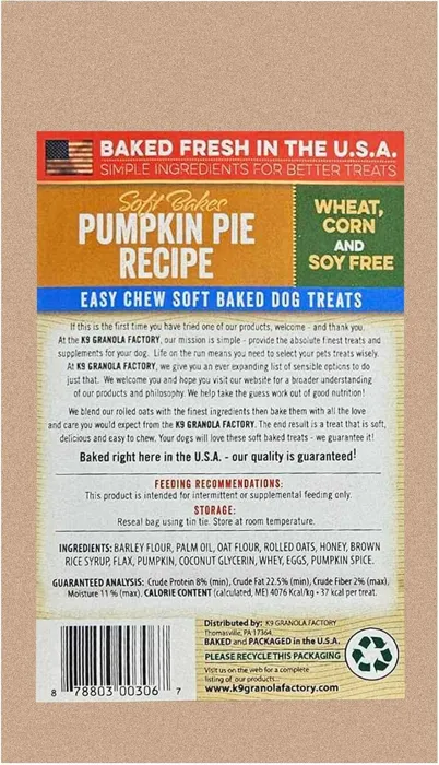 K9G Soft Bakes Pumpkn Pie 8 oz
