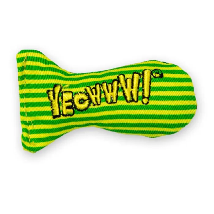 Yeowww! Stinkies Sardine Stripes Catnip Toy Green