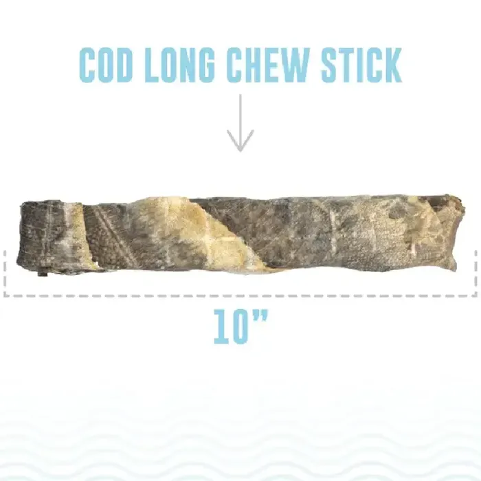 Icelandic+ Dog Treat Cod Skin 10" Stick Bulk 12 Pi