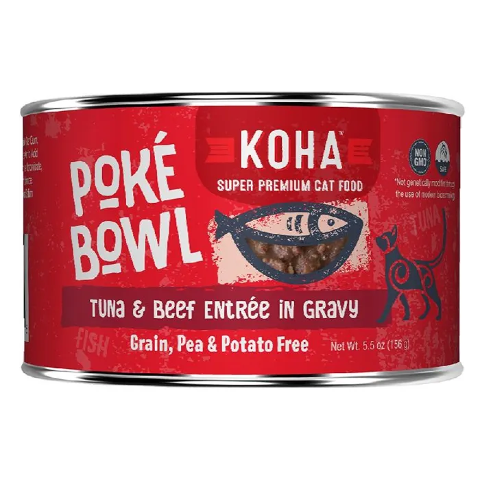 Koha Cat Poke Bowl Tuna & Beef Entrée In Gravy Wet Cat Food 5.5-oz