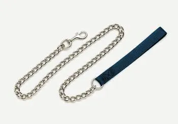 Chain Dog Leash With Nylon Handle - Black 2.0 Mm X
