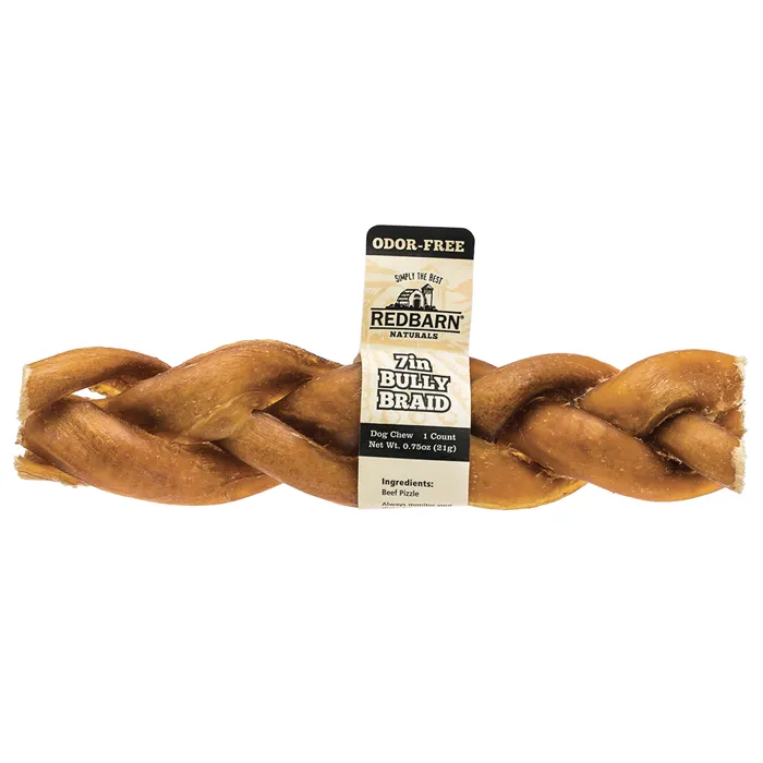 Red Barn Odor Free Braided Bully Stick 7"