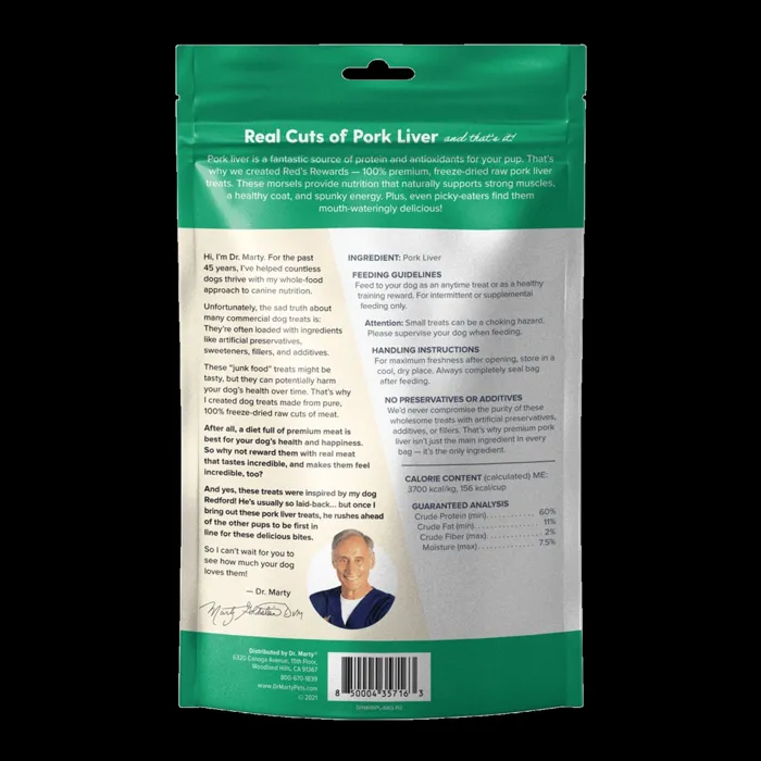 Dr. Marty Dog Red's Reward Pork Liver 4oz