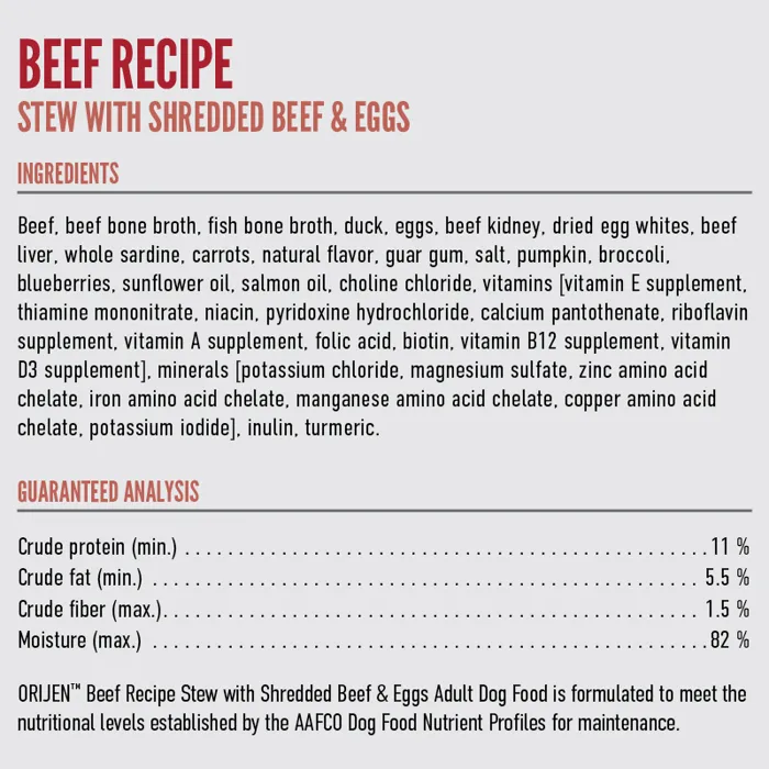 Orijen Dog Beef and Egg Stew 12oz