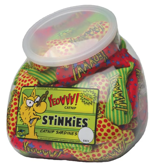 Yeowww! Stinkies Sardine Stripes Catnip Toy Green