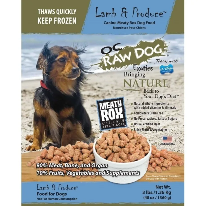 OC Raw Dog Frozen Lamb & Produce Meaty Rox 3#