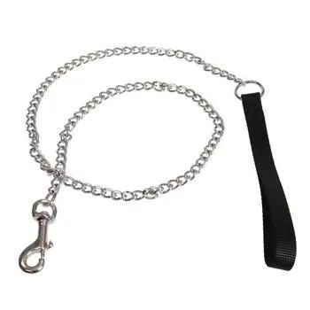 Chain Dog Leash With Nylon Handle - Black 2.0 Mm X