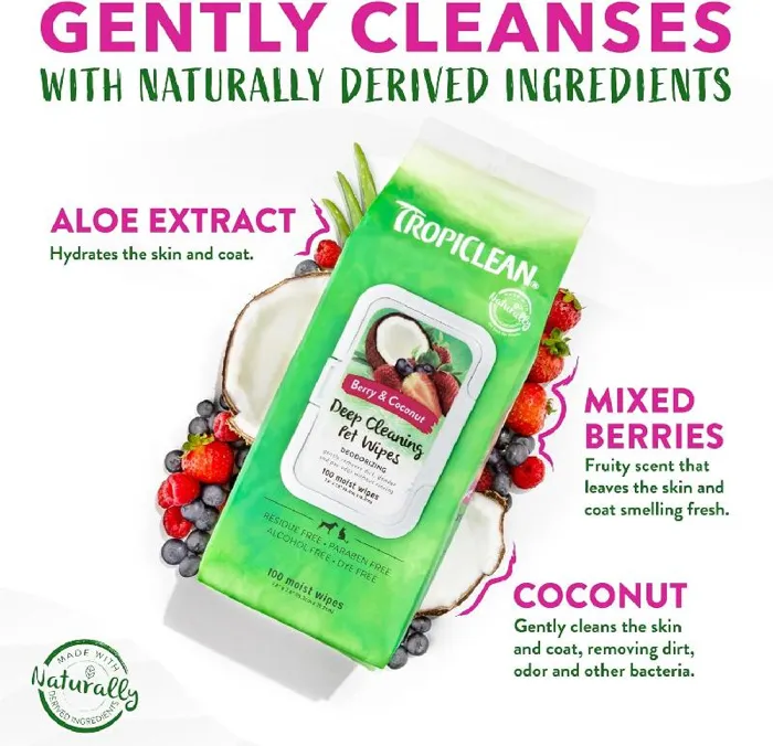 Tropiclean Deep Cleaning Deodorizing Wipes 100ct