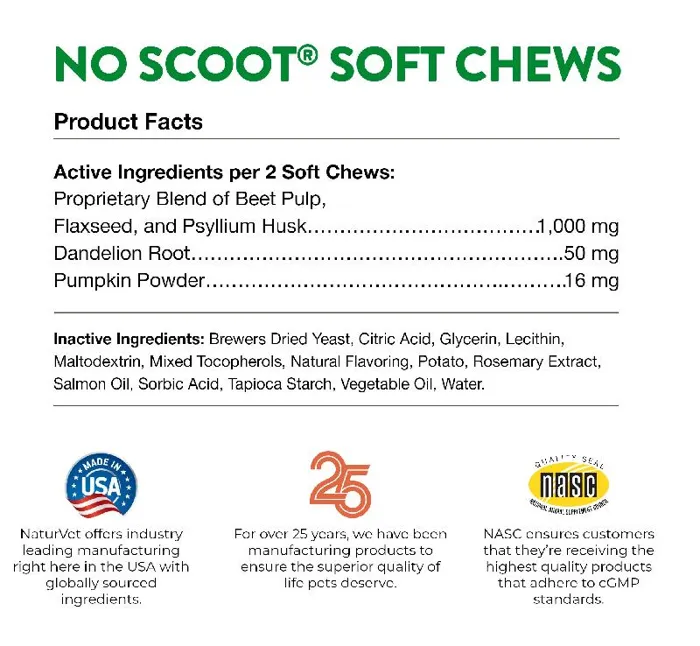 Naturvet No Scoot Plus Pumpkin Soft Chew 60 Ct
