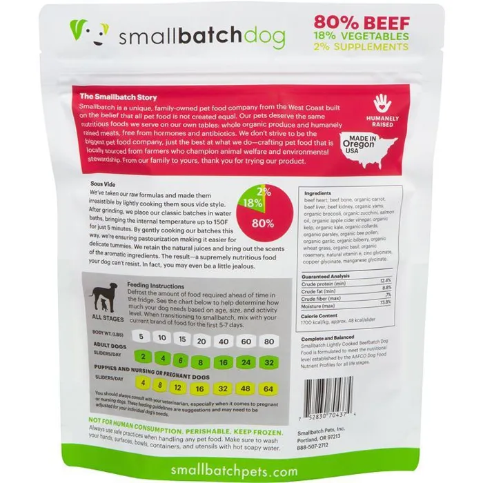 Small Batch Dog Lightly Cooked Frozen Beef 2 Lb