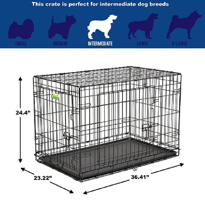 Contour Double Door Dog Crate Black 36x23x25