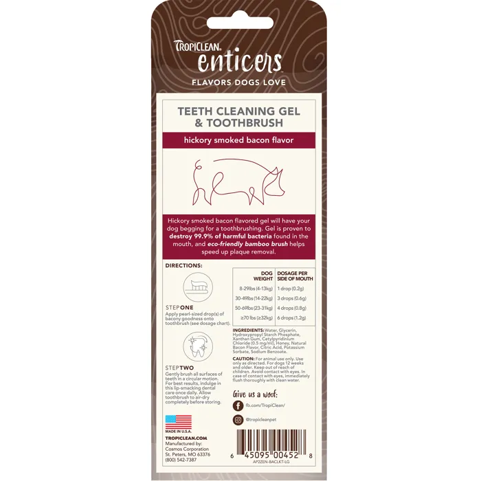 Tropiclean Teeth Gel And Toothbrush Bacon Lg 2