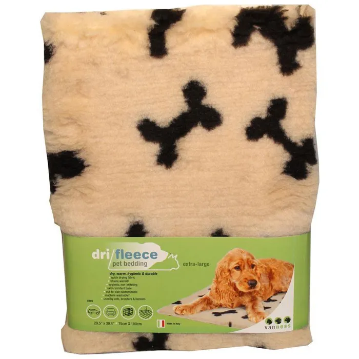 Dri-fleece Pet Bedding With Bones Tan 30 X 40 Inch