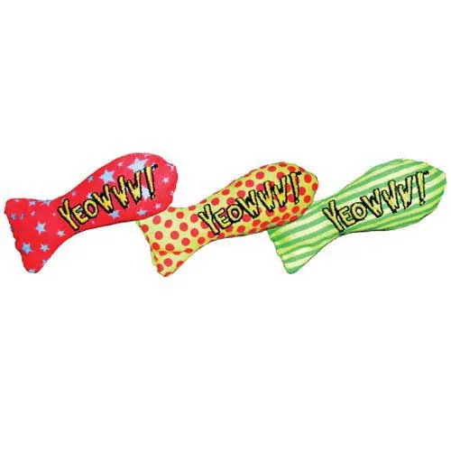 Yeowww! Stinkies Sardine Stripes Catnip Toy Green