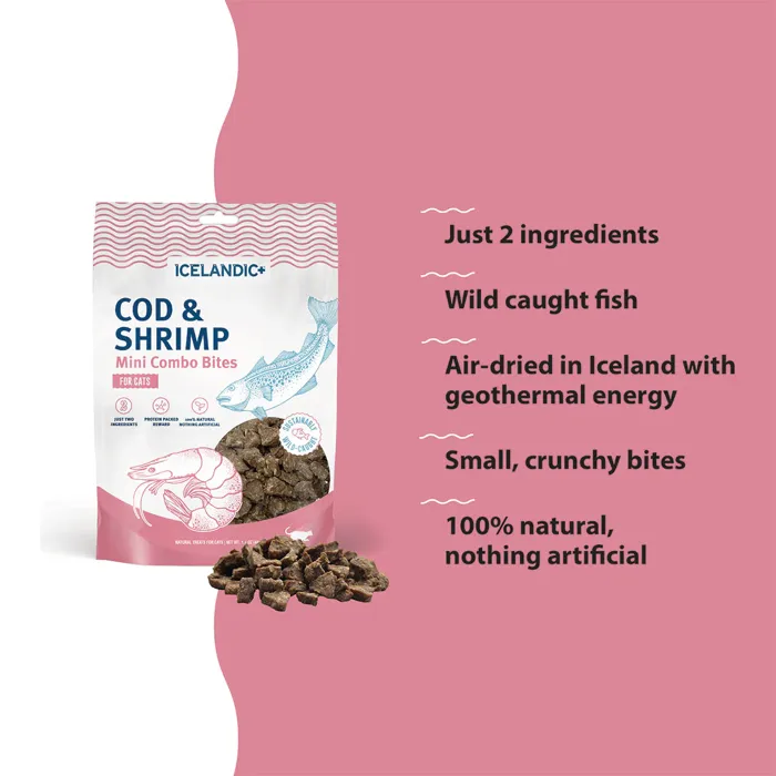 Icelandic+ Mini Combo Bites Cat Treats With Cod & Shrimp 1.7-oz