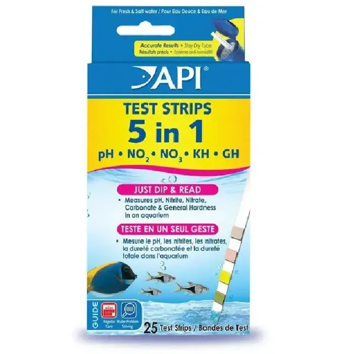 Api 5 In 1 Aquarium Test Strips 25 Ct