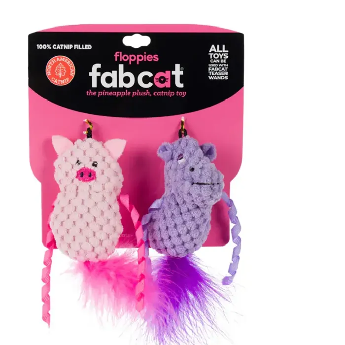 Fab Cat Floppy Hippo Pig 2pk