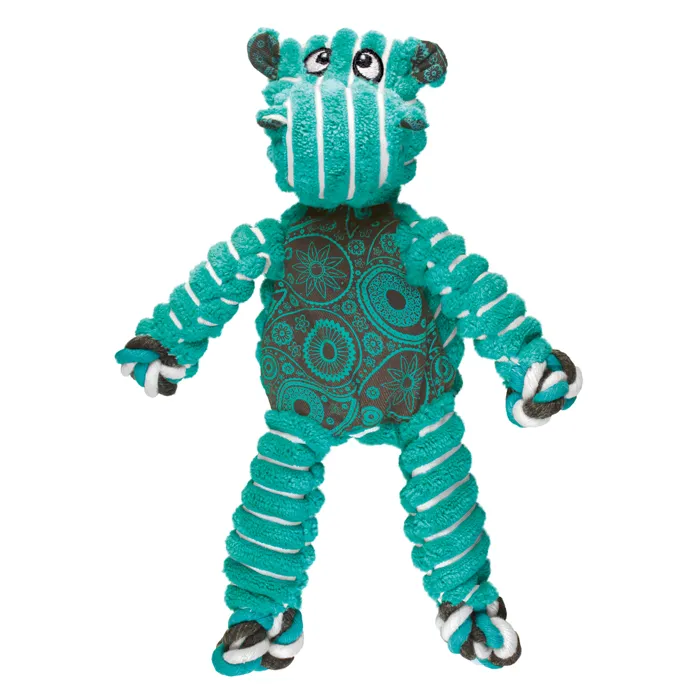 KONG Floppy Knots Hippo X-Small teal angled view