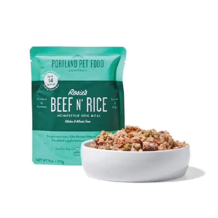 Portland Pet Food Rosie’s Beef N Rice Ready to Eat Pouch Wet Dog Food 9-oz
