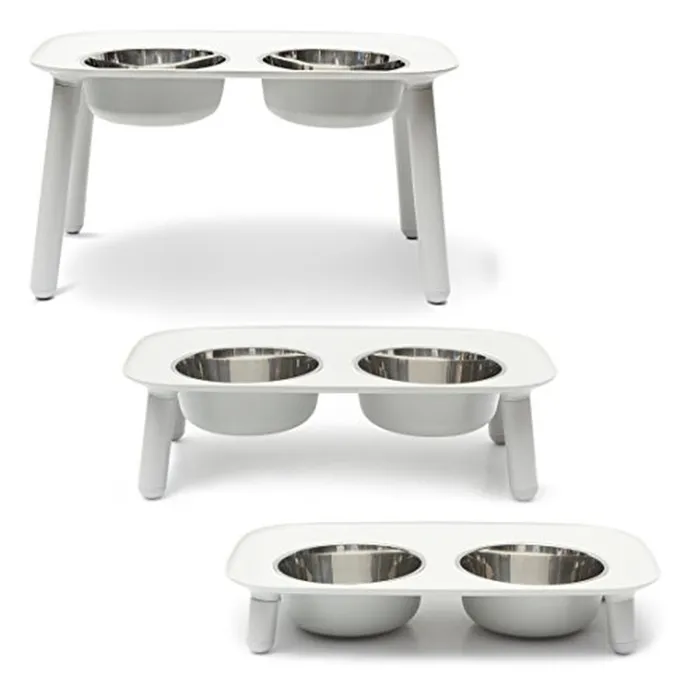 Messy Mutt Dog Double Elevated Light Gray