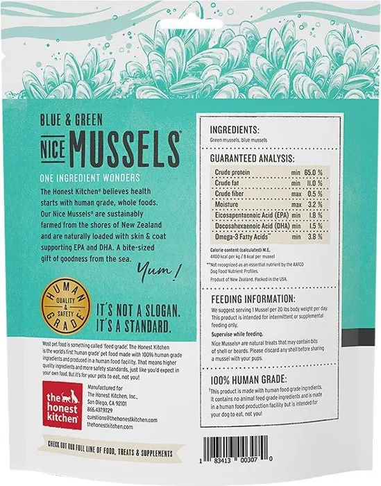Nice Mussels Blue & Green Mussels Dog Treats 2-oz